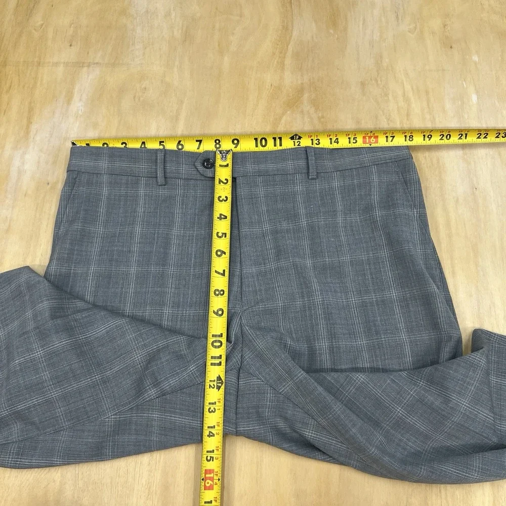 Tommy Hilfiger Suit Mens 42L Long Wool Blend Stretch Pants 36x31 Gray Plaid